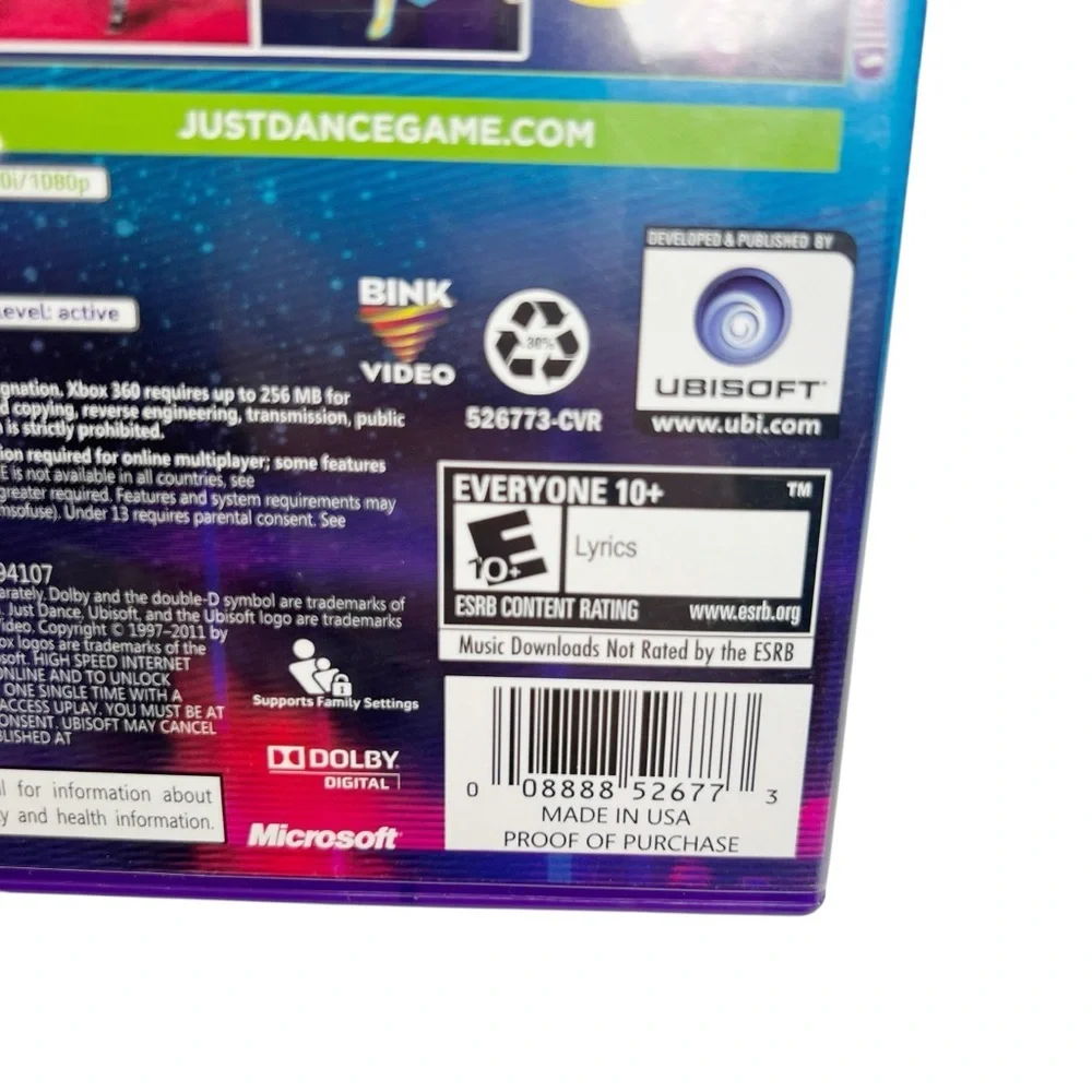 Lot Of 3 Xbox 360 Kinect Video Games: Kinect Adventures, Dance 2 & Just Dance 3